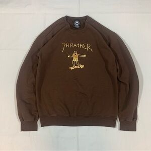 Thrasher Mens Small Skateboarding Sweatshirt Crewneck Gonz Mark Gonzales Brown